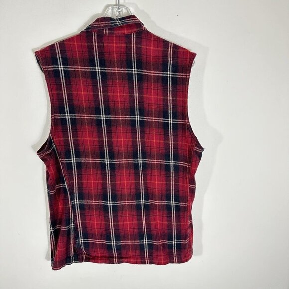 Tripp NYC Plaid Shirt Unisex Red Plaid Button up Distressed Studs Size M Medium - Picture 4 of 6